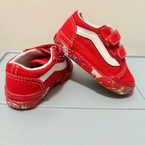 Vans Toddler Red Paint Splatter Velcro Shoes